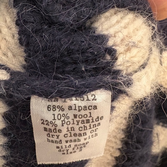 Striped Alpaca Navy and Cream Women's Sweater - Picture 8 of 8